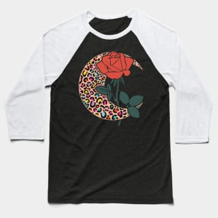 Flower In Crescent Of Moon Baseball T-Shirt